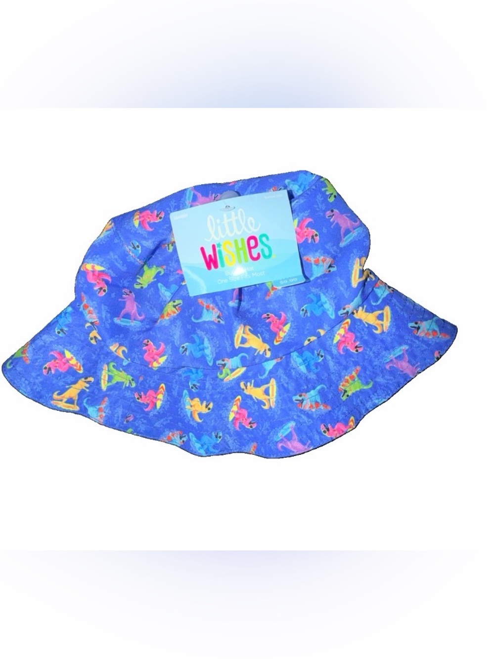 Little Wishes Blue Surfing Dinosaur Bucket Hat Children’s NWT